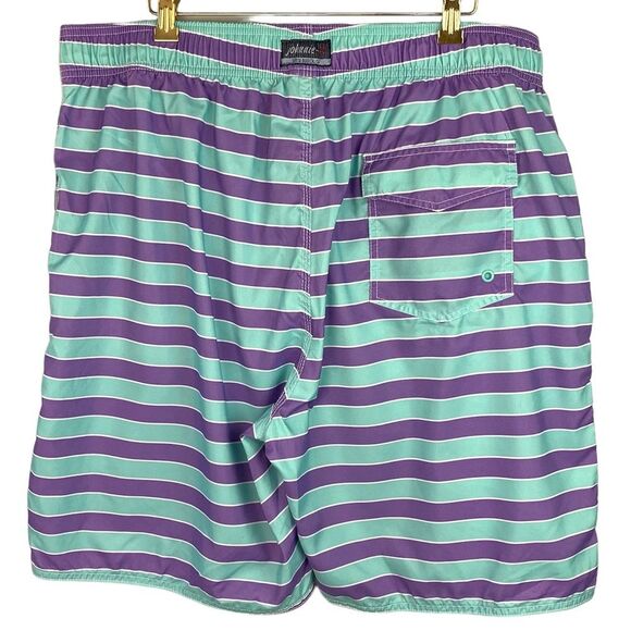 Johnnie-O men’s striped purple and aqua swim trunks size XXL - Picture 2 of 8